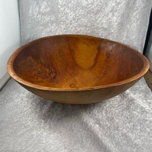 Large Antique Primitive Handmade Wood Dough Fruit Bowl 13”